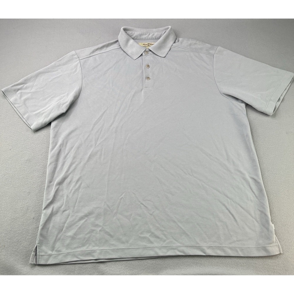 Tommy Bahama Mens Large Polo Shirt Mint Green/Gray Short Sleeve Button Casual